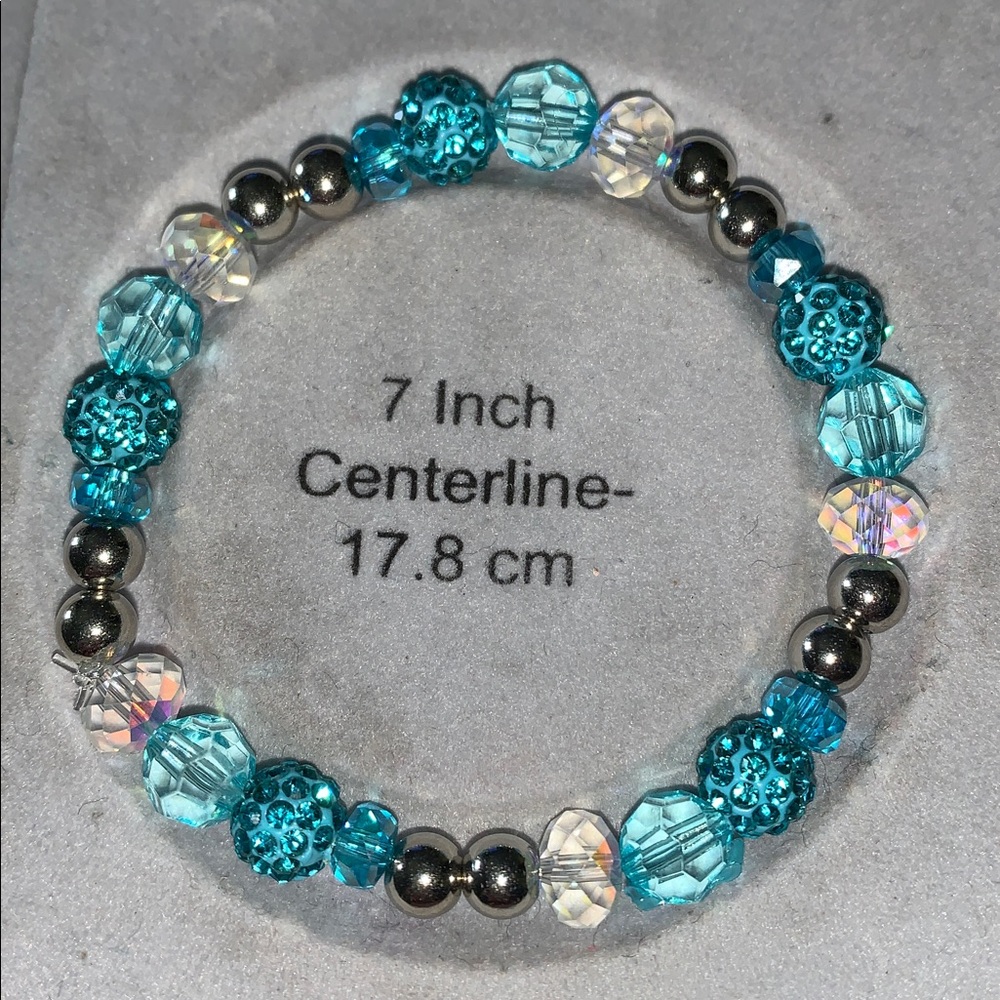 Aurora borealis teal crystal stretch Beaded Bracelet